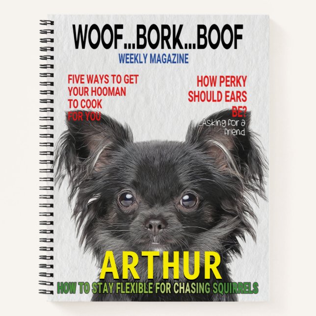 Chihuahua Parody Magazine Cover Notebook (Front)