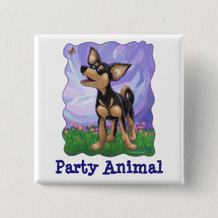 Chihuahua Party Centre 2 Inch Square Button