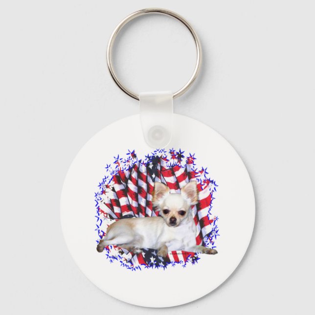 Chihuahua Patriot Keychain (Front)