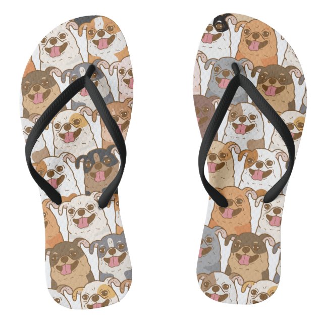 Chihuahua Pattern Flip Flops (Footbed)