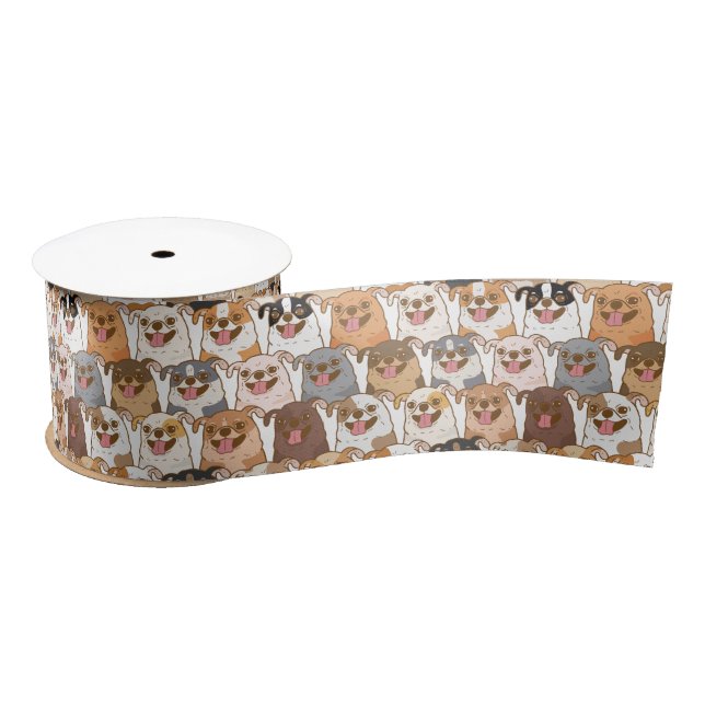 Chihuahua Pattern Satin Ribbon (Spool)