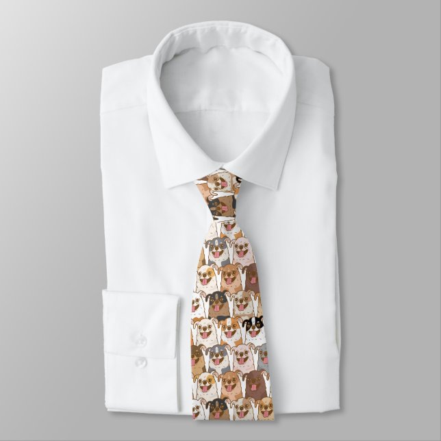 Chihuahua Pattern Tie (Tied)