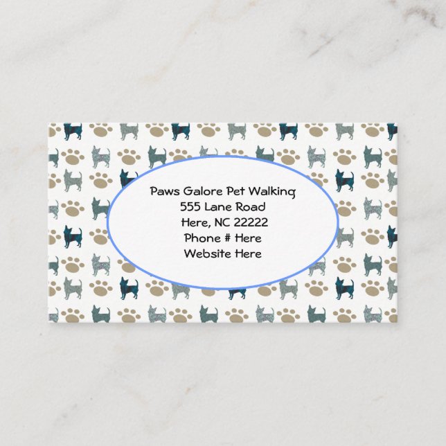Chihuahua & Paw Business Card (Front)