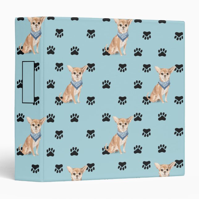 Chihuahua Paw Prints Pattern Binder (Front/Spine)