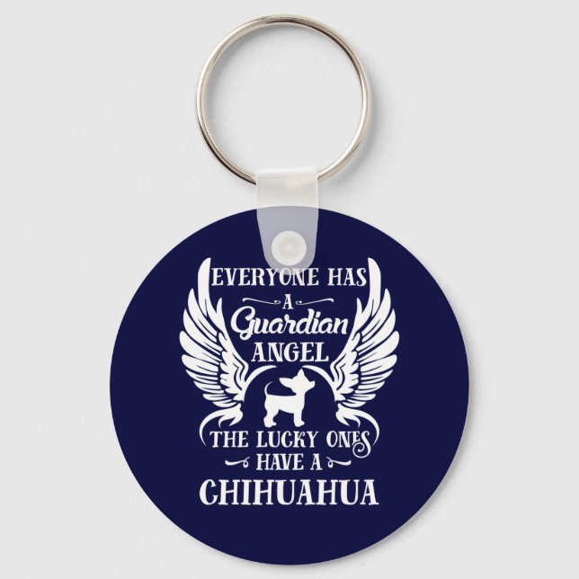 Chihuahua pet dog guardian angel keychain (Front)