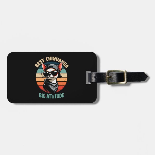 chihuahua pet dog retro vintage luggage tag (Front Horizontal)