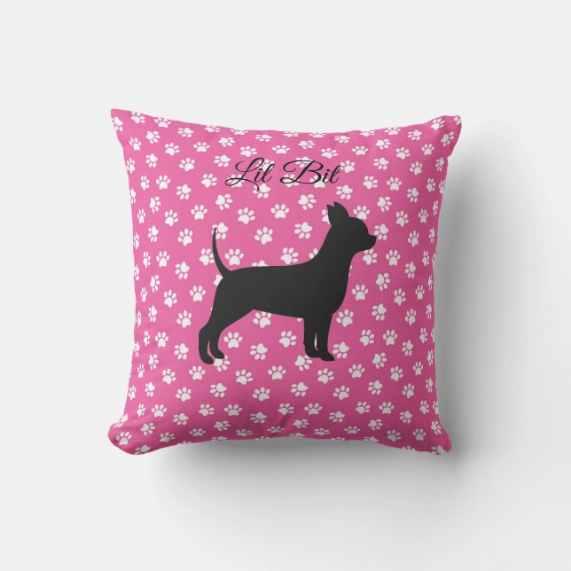 Chihuahua Pillow Customized Pink Silhouette (Front)