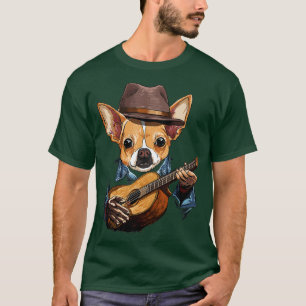 Chihuahua Playing Guitar Pet Toy Dog Lover Guitar  T-Shirt