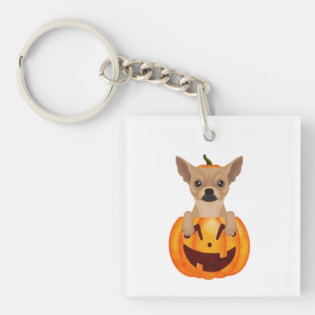Chihuahua Pumpkin    Keychain (Front)