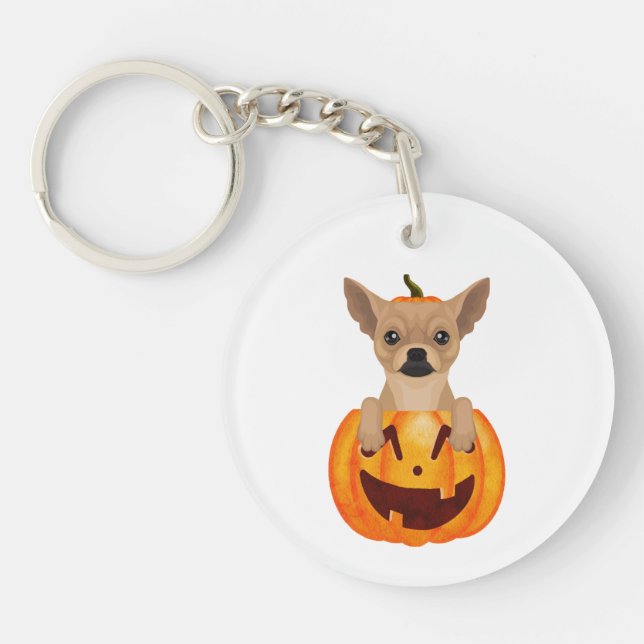 Chihuahua Pumpkin   Keychain (Front)