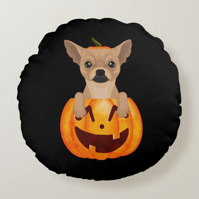 Chihuahua Pumpkin    Round Pillow (Front)
