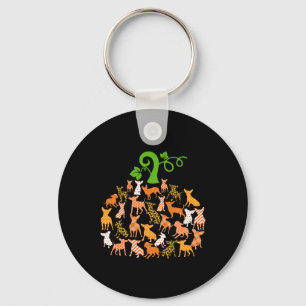 Chihuahua Pumpkin Shape Plaid Leopard Dog Autumn H Keychain