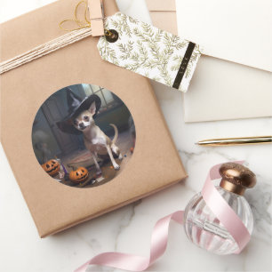 Chihuahua Pumpkins Halloween Scary Classic Round Sticker