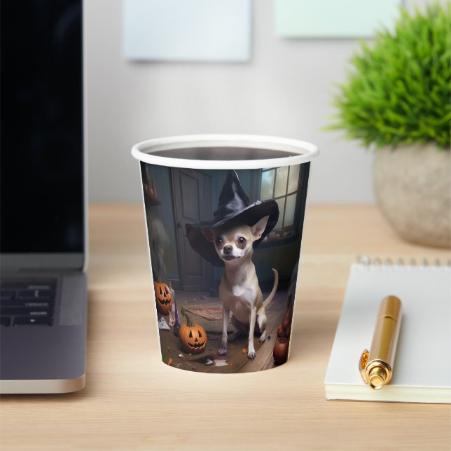 Chihuahua Pumpkins Halloween Scary Paper Cups (Insitu)
