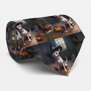 Chihuahua Pumpkins Halloween Scary Tie