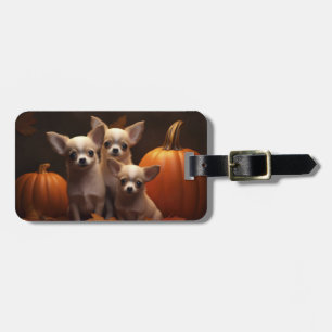 Chihuahua Puppy Autumn Delight Pumpkin Luggage Tag