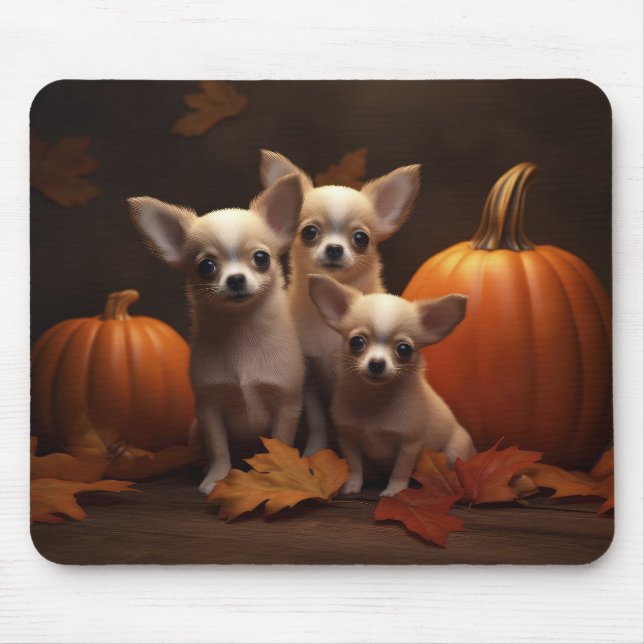 Chihuahua Puppy Autumn Delight Pumpkin  Mouse Pad (Front)