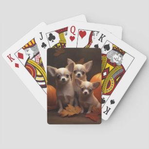 Chihuahua Puppy Autumn Delight Pumpkin  Playing Cards