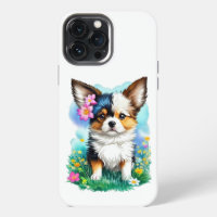  Chihuahua Puppy Dog with Flowers