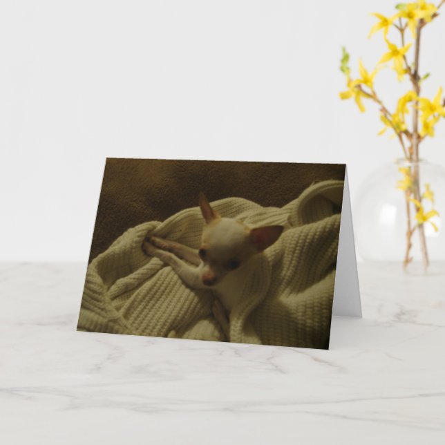 Chihuahua Puppy Greeting Card (Yellow Flower)