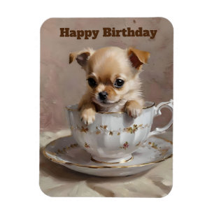 Chihuahua Puppy In A Teacup Oil Paint, Magnet