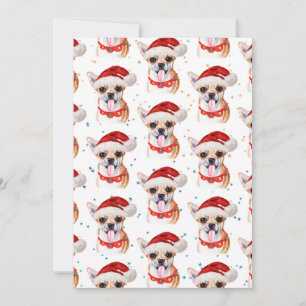 Chihuahua Puppy In Santa Hat Christmas Pattern Holiday Card