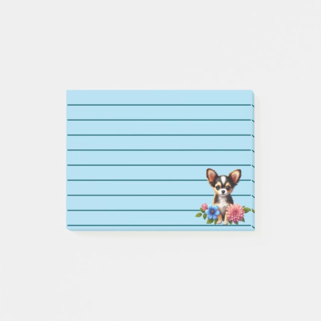 Chihuahua Puppy with Decorative Flowers Post-it Notes (Front)