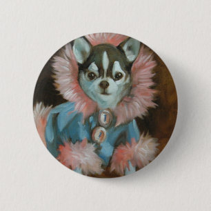 Chihuahua puppy with pink and blue jacket 2 inch round button