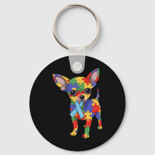 Chihuahua Puzzle Autism Awareness Autistic Womens Keychain