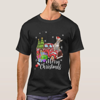 Chihuahua Riding Red Truck Xmas Merry Christmas T-Shirt