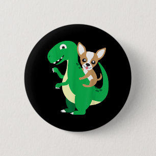 Chihuahua Riding T-Rex Dinosaur Dino Dog Halloween 2 Inch Round Button