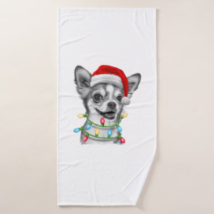 Chihuahua Santa Christmas Tree Lights Xmas Boys Do Bath Towel