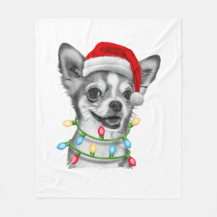 Chihuahua Santa Christmas Tree Lights Xmas Boys Do Fleece Blanket