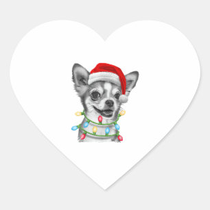 Chihuahua Santa Christmas Tree Lights Xmas Boys Do Heart Sticker