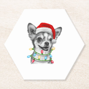 Chihuahua Santa Christmas Tree Lights Xmas Boys Do Paper Coaster