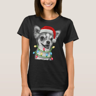 Chihuahua Santa Christmas Tree Lights Xmas T-Shirt
