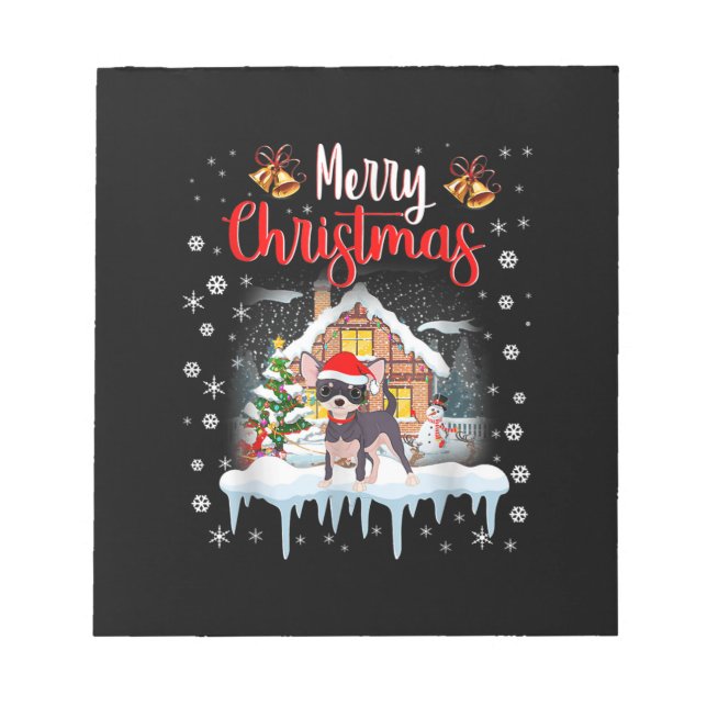 chihuahua santa hat merry christmas dog lover notepad (Front)