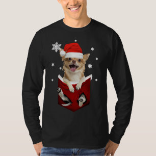 Chihuahua Santa In My Pocket Christmas Facts Xmas T-Shirt