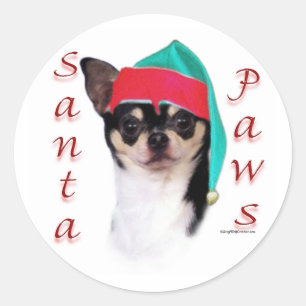 Chihuahua Santa Paws Classic Round Sticker