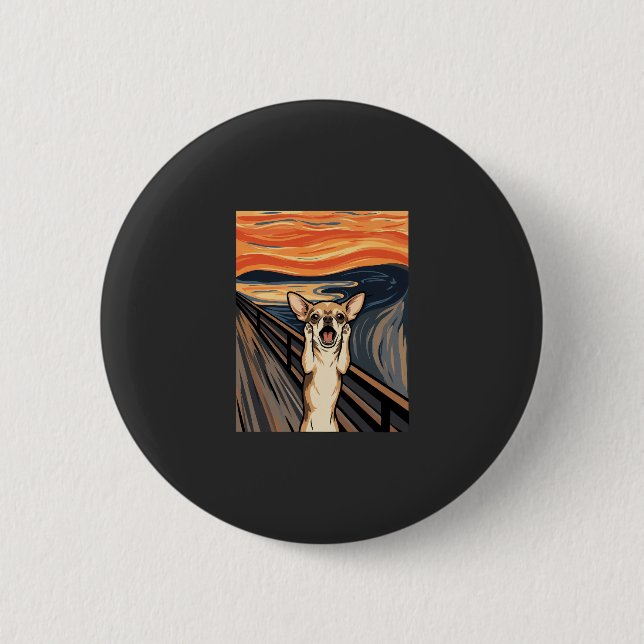 Chihuahua Scream Expressionist Dog Art_1 2 Inch Round Button (Front)
