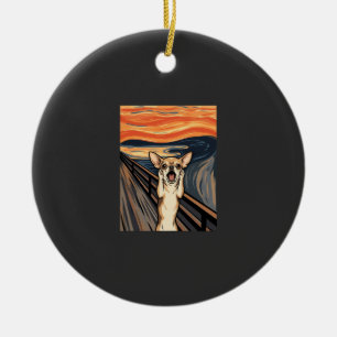 Chihuahua Scream Expressionist Dog Art_1 Ceramic Ornament
