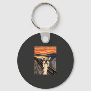 Chihuahua Scream Expressionist Dog Art_1 Keychain