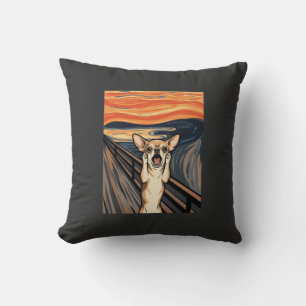 Chihuahua Scream Expressionist Dog Art_1 Throw Pillow