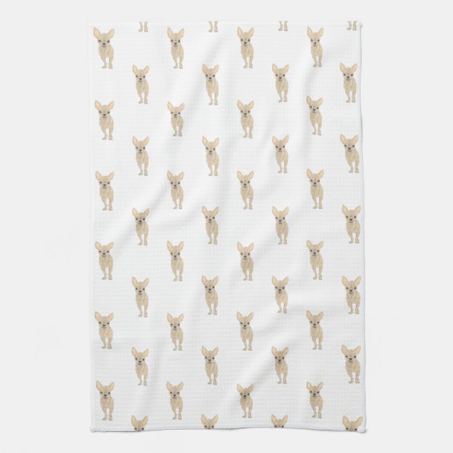 Chihuahua (Short Haired, Fawn Tan Cream) Kitchen Towel (Vertical)