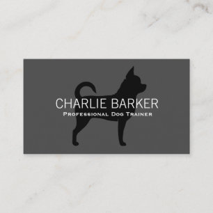 Chihuahua Silhouette Black on Grey Business Card
