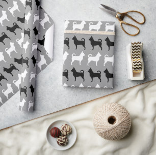 Chihuahua Silhouettes Pattern Wrapping Paper