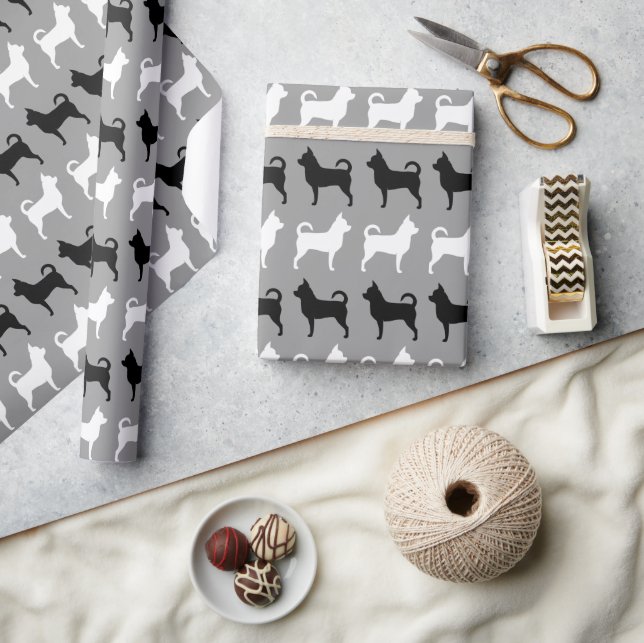 Chihuahua Silhouettes Pattern Wrapping Paper (Crafts)