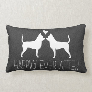 Chihuahua Silhouettes with Heart and Text Lumbar Pillow