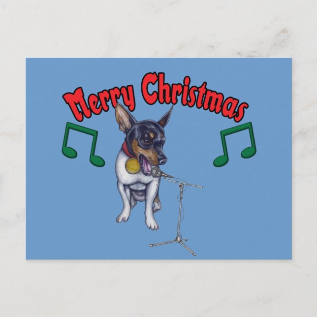 Chihuahua Sings Merry Christmas Holiday Postcard (Front)