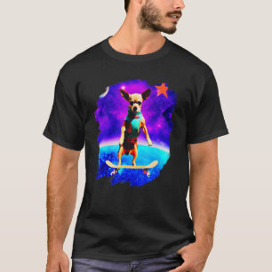 Chihuahua Skateboarding Outer Space Retro Vintage  T-Shirt